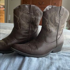 Brown ankle cowgirl boots